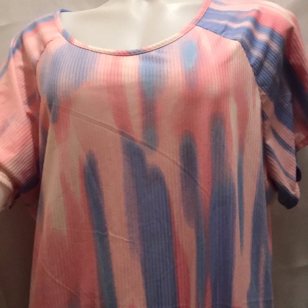 NWT Sz 2x crest la vie pink/blue top - Picture 2 of 6